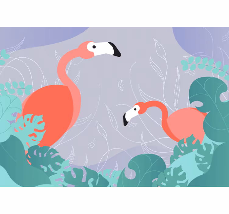 Fotobehang dieren flamingo familie - TenStickers