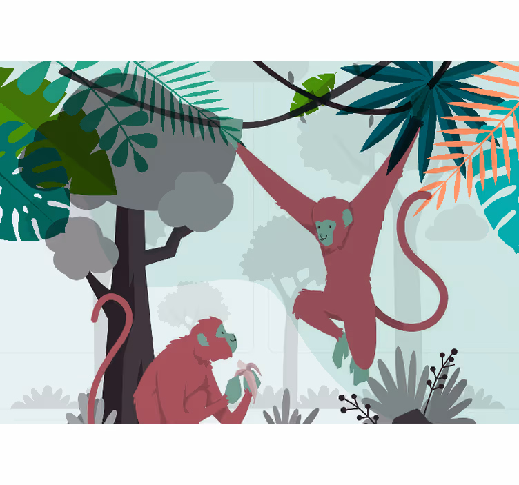 Fotobehang dieren aapjes die spelen - TenStickers