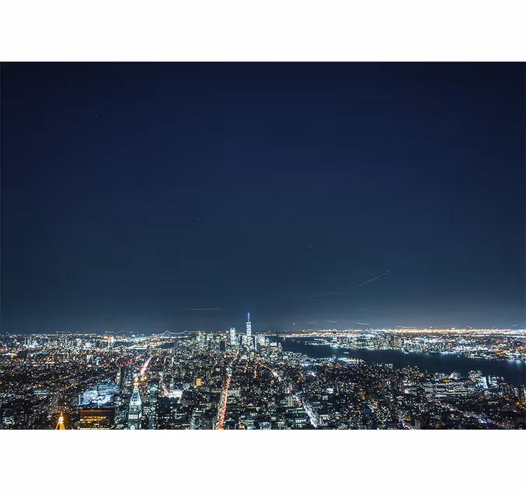 Foto behang new york skyline nachtaanzicht - TenStickers