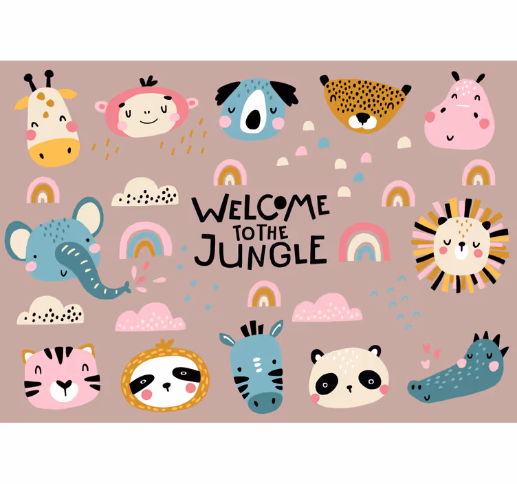 Fotobehang dieren schattige jungle dieren - TenStickers
