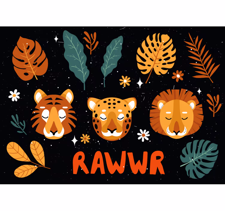 Foto behang kinderkamer speelse jungle dieren - TenStickers
