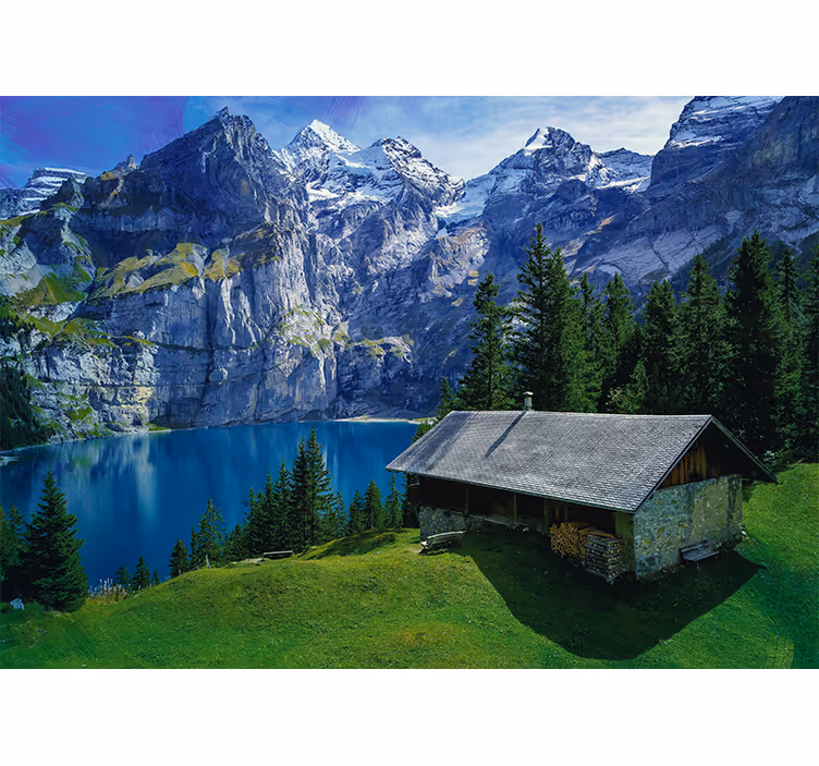 Fotobehang landschap bergmeer landschap - TenStickers