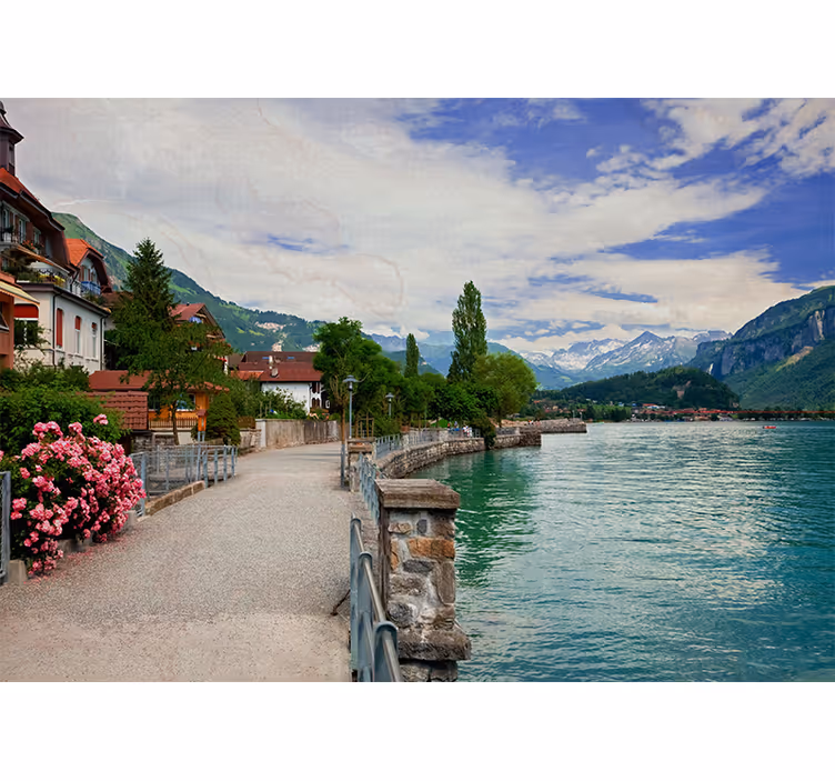 Fotobehang landschap schilderachtige oeverzicht - TenStickers