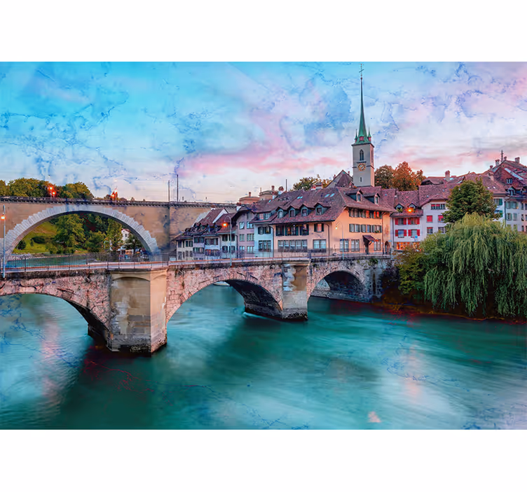 Fotobehang steden en landen bern brug uitzicht - TenStickers