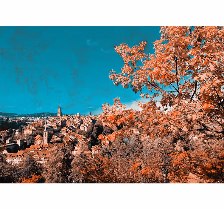 Fotobehang landschap levendig herfstlandschap - TenStickers