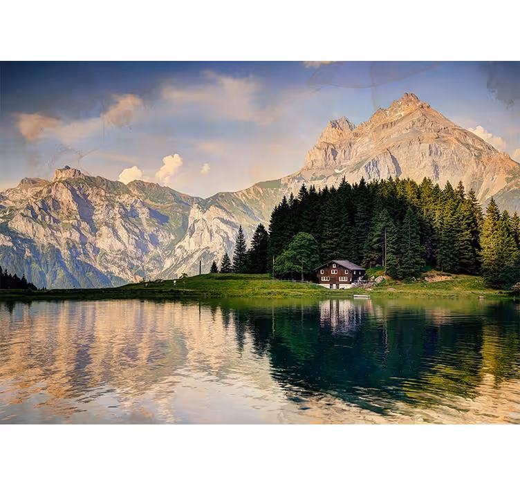 Fotobehang landschap bergmeer ontsnapping - TenStickers