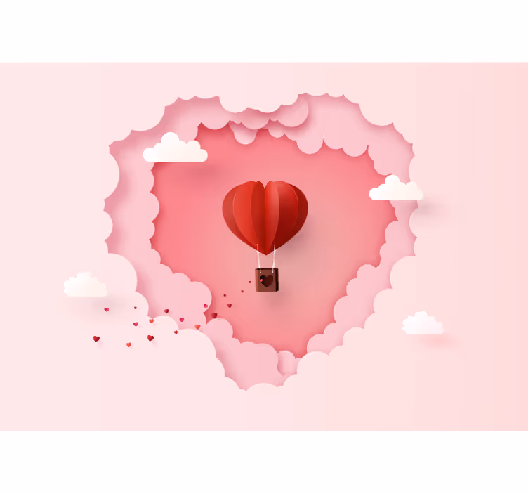 Fotobehang liefde hartluchtballon - TenStickers