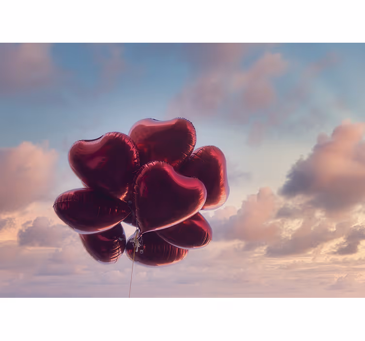 Fotobehang liefde hartvormige luchtballonnen - TenStickers