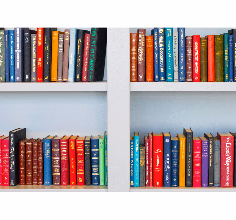 Fotobehang tekst boekenkast met kleuren - TenStickers