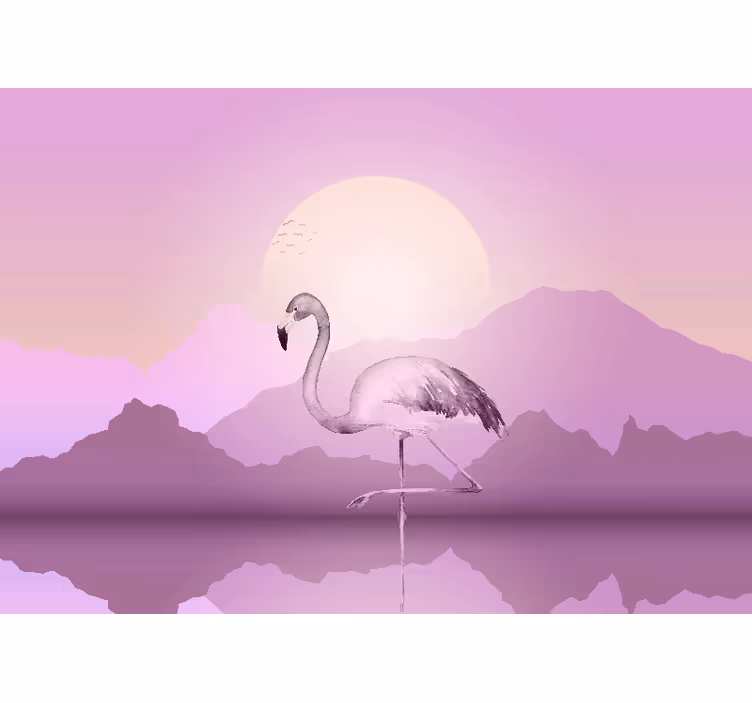 Fotobehang dieren elegante flamingo silhouet - TenStickers