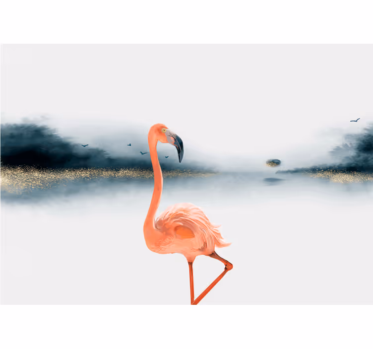 Fotobehang dieren elegante flamingo pose - TenStickers