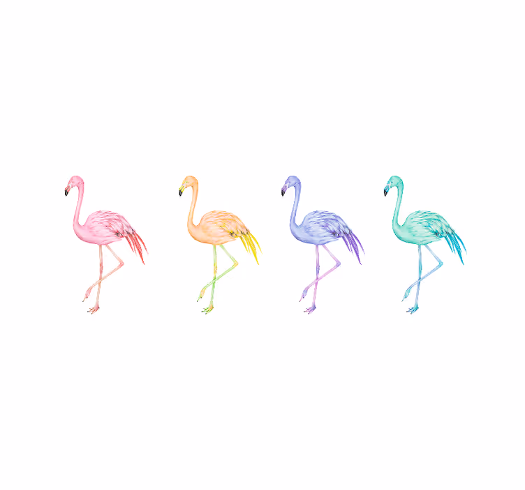 Fotobehang hoofd slaapkamer flamingo familie silhouetten - TenStickers