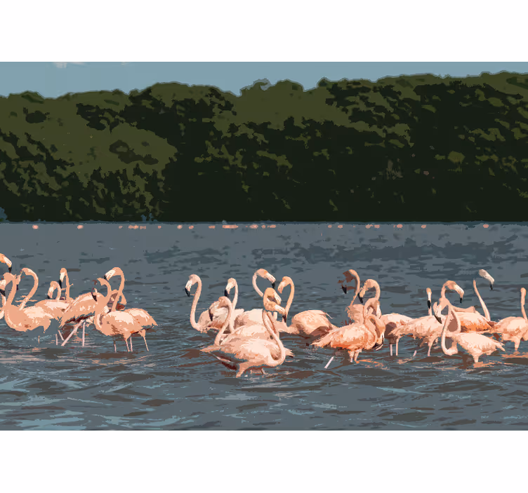 Fotobehang dieren flamingo vlok samenkomst - TenStickers