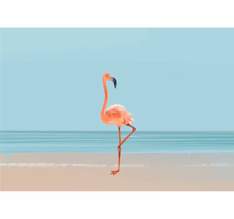 Fotobehang strand flamingo aan de kust - TenStickers