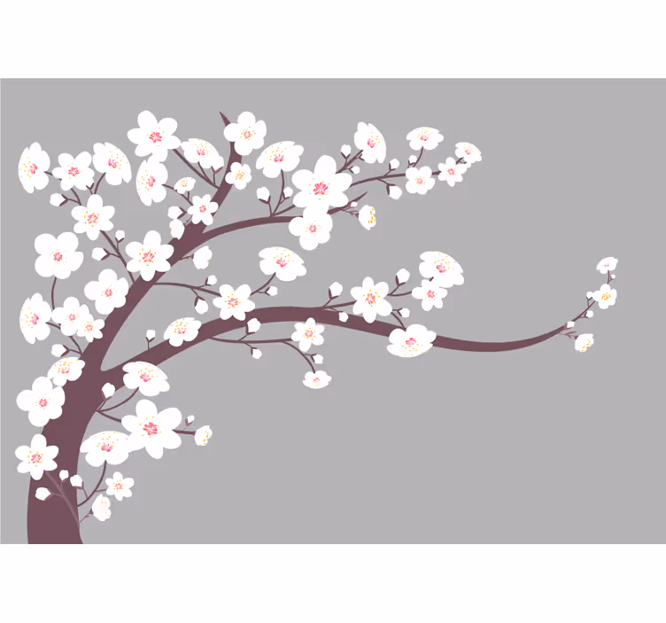 Fotobehang bloemen bloeiende kersenbloesem tak - TenStickers