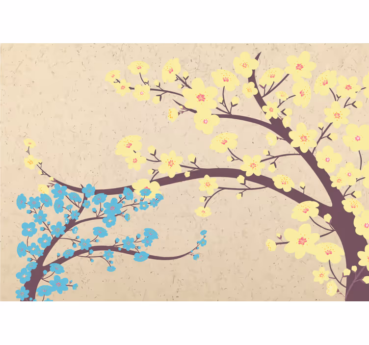 Fotobehang bloemen gele bloesemtakken - TenStickers