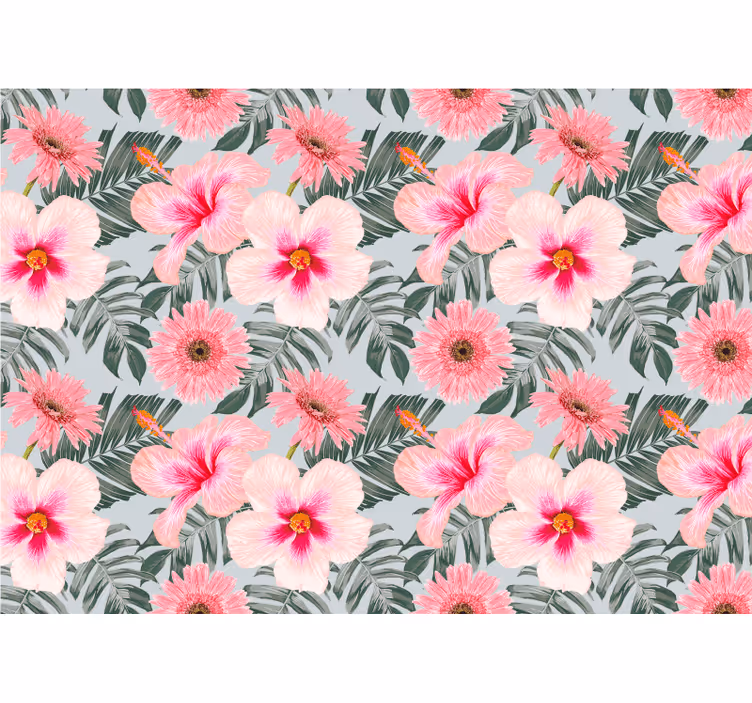 Fotobehang bloemen roze bloemenpatroon - TenStickers