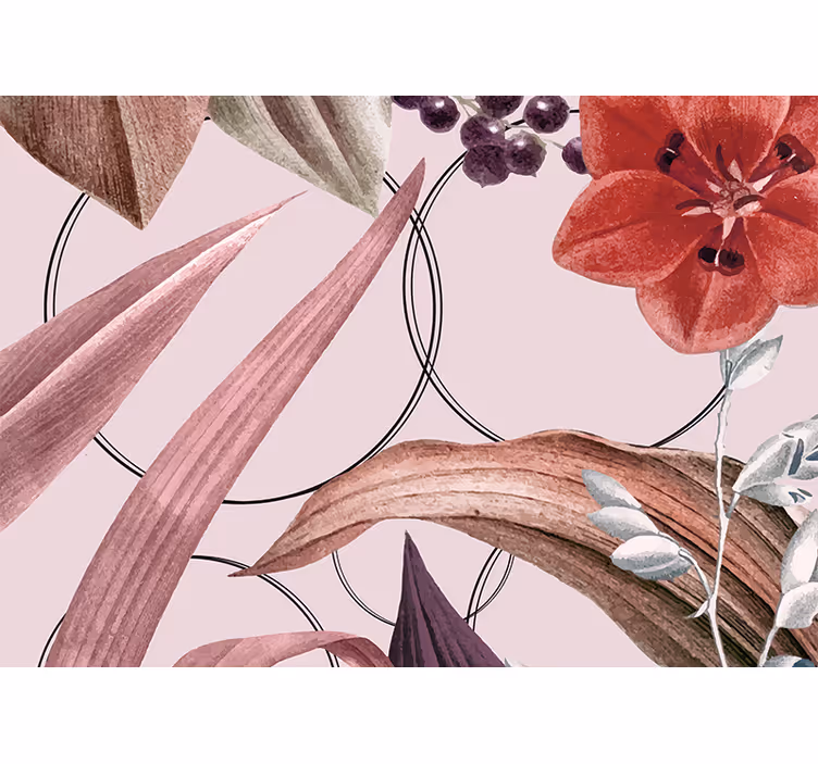 Fotobehang bloemen met bloemenpatronen ontwerp - TenStickers