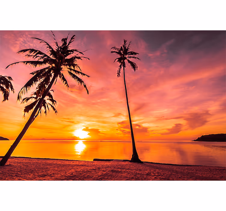 Foto behang natuur tropisch zonsondergang uitzicht - TenStickers