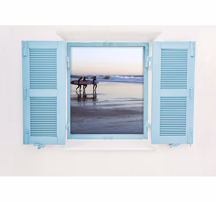 Fotobehang steden en landen surfscene op het strand - TenStickers