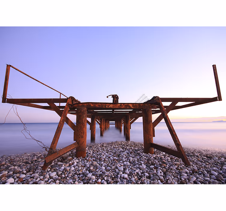 Fotobehang landschap rustieke pier zonsondergang - TenStickers