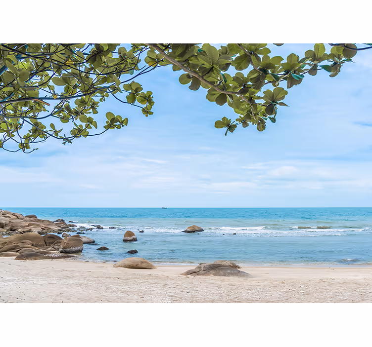 Foto behang natuur serene strandzicht - TenStickers