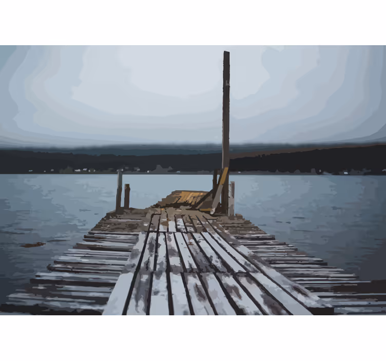 Fotobehang landschap serene meer steiger - TenStickers