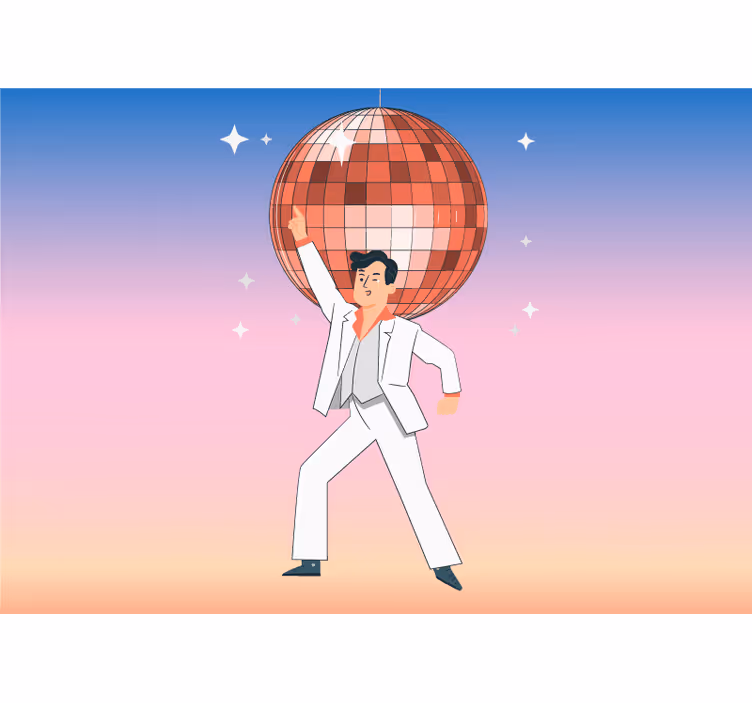 Dansende man disco fotobehang muziek - TenStickers