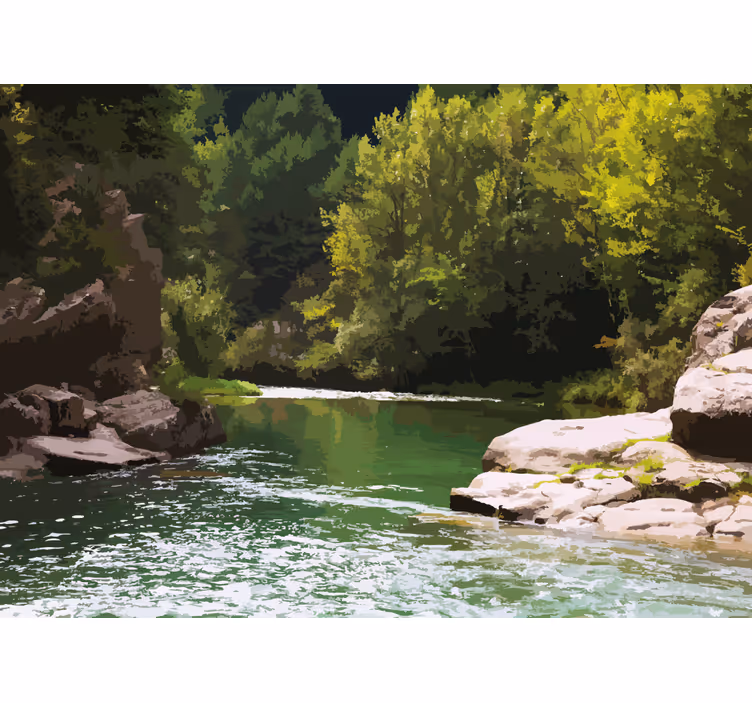 Rustig waterlandschap foto behang natuur - TenStickers