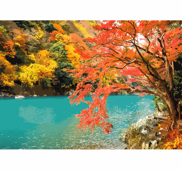 Foto behang natuur levendige herfstlandschap - TenStickers