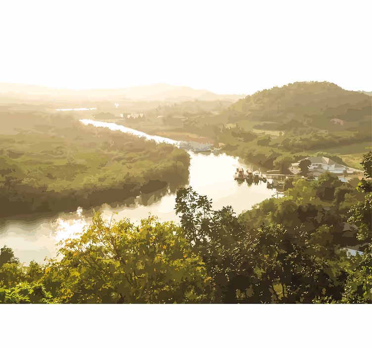 Fotobehang landschap serene rivierzicht - TenStickers