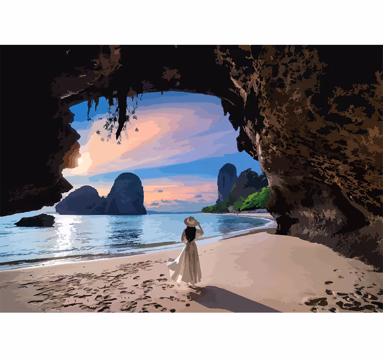 Fotobehang landschap serene strandontsnapping - TenStickers