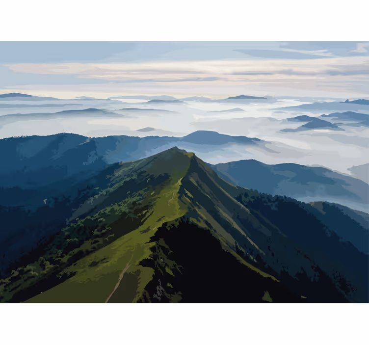 Fotobehang landschap bergketen uitzicht - TenStickers