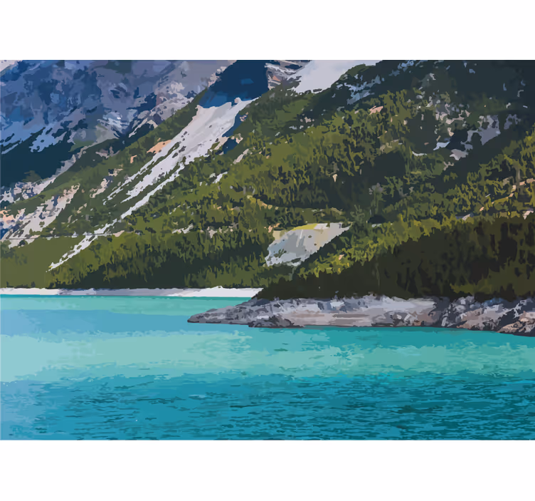 Fotobehang landschap bergmeer rust - TenStickers