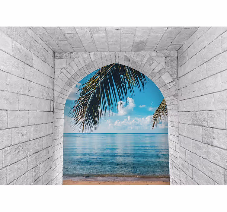 Foto behang natuur palm tree retreat - TenStickers