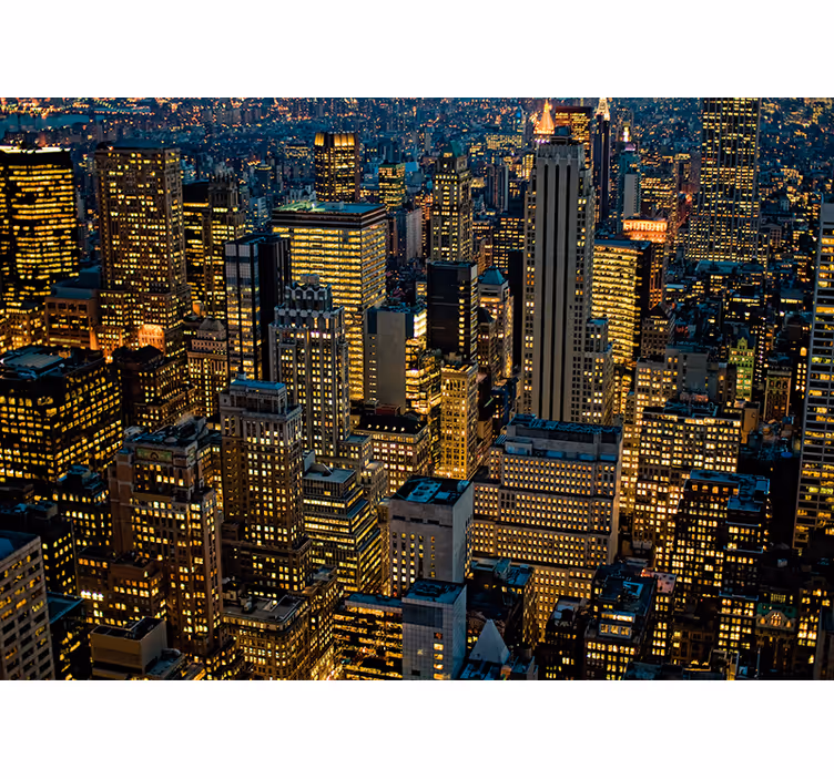 Foto behang new york stadsskyline nacht - TenStickers