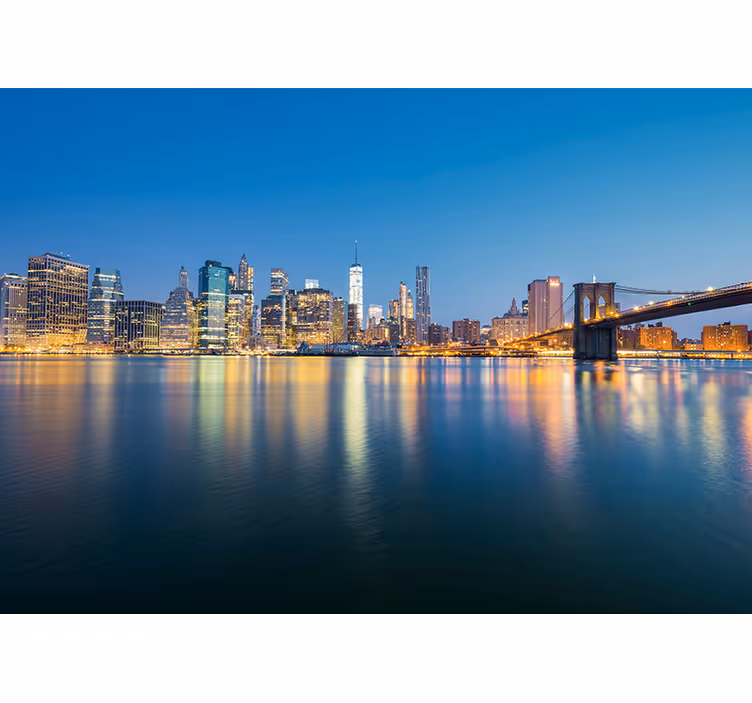 Foto behang new york brooklyn bridge stedensilhouet - TenStickers