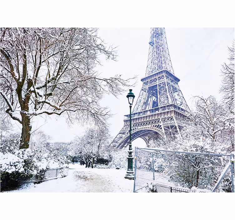 Fotobehang parijs eiffeltoren in de sneeuw - TenStickers