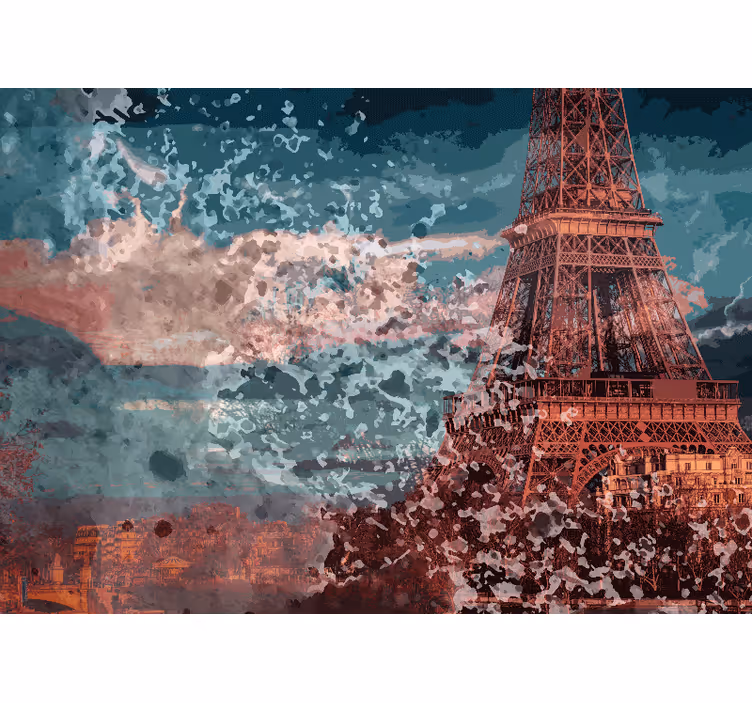 Fotobehang parijs eiffel tower skyline - TenStickers