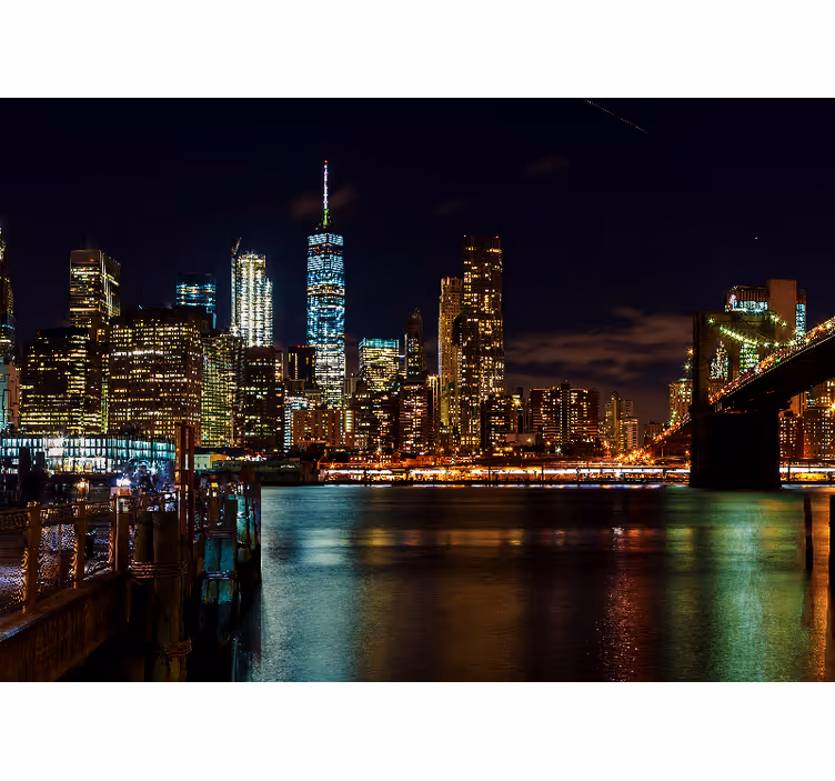 Foto behang new york manhattan nachtscène - TenStickers