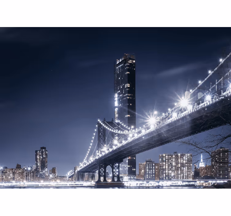 Foto behang new york brooklyn bridge nachtzicht - TenStickers