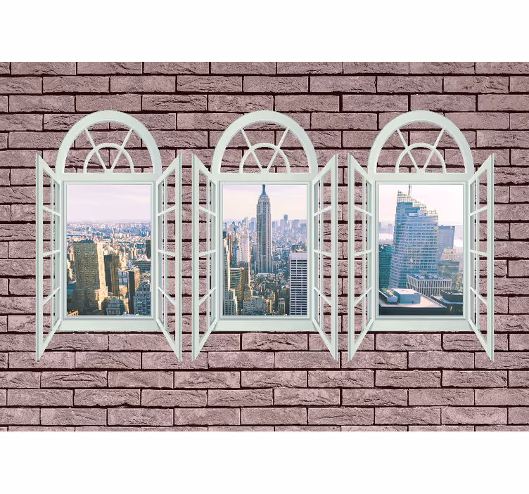 Foto behang new york stadssilhouet uitzicht - TenStickers