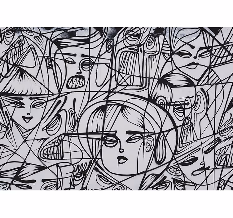 Graffiti fotobehang abstracte expressie gezichten - TenStickers