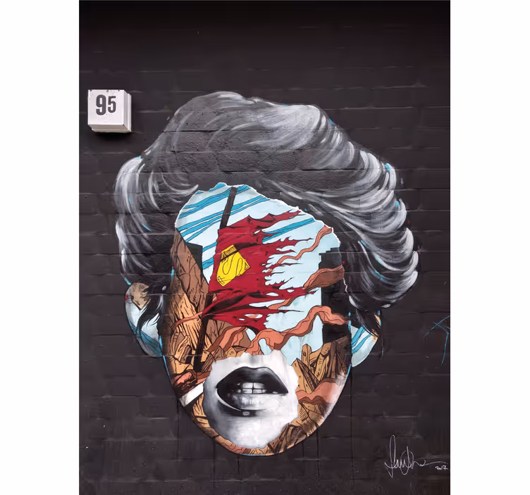 Graffiti fotobehang fragmented human profile - TenStickers