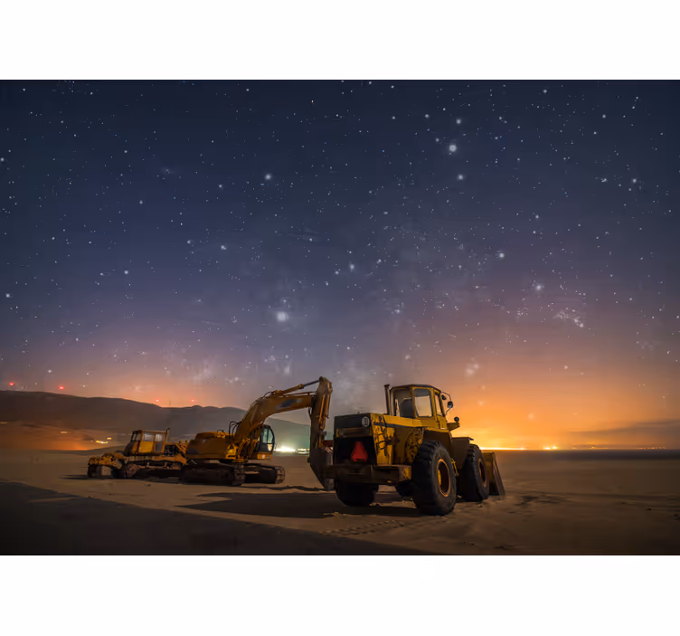 Fotobehang voertuigen constructieapparatuur nacht - TenStickers