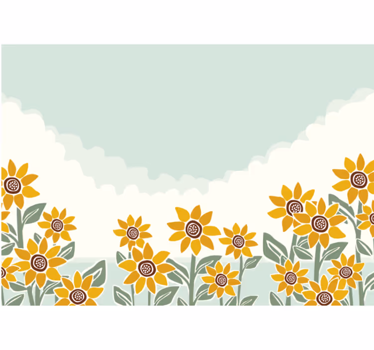 Fotobehang bloemen zonnebloemen tuinscène - TenStickers