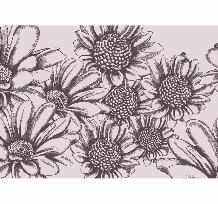 Fotobehang bloemen madeliefjespatroon - TenStickers