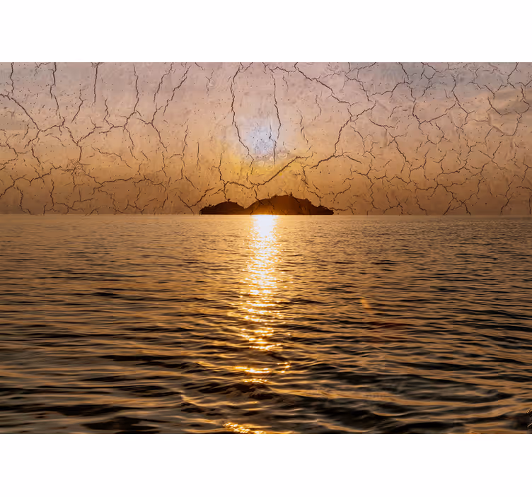 Foto behang bergen schemering boven de oceaan - TenStickers