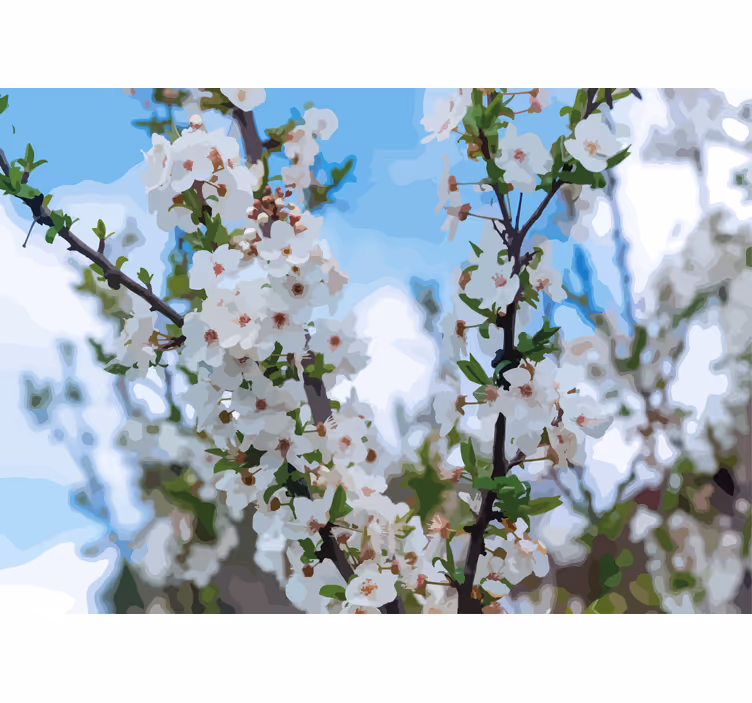Witte bloesemtak fotobehang bloemen - TenStickers