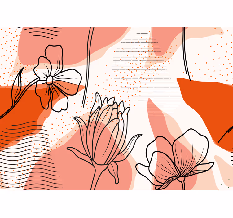 Fotobehang bloemen lijntekening - TenStickers